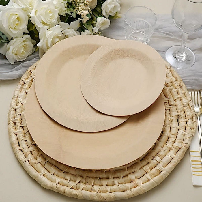 10 pcs Natural Bamboo Sustainable Round Plates - Disposable Tableware BIRC_B005
