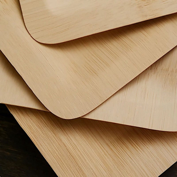 10 pcs Natural Bamboo Sustainable Square Plates - Disposable Tableware