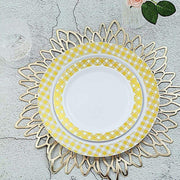 10 pcs Round Salad Plates with Checkered Trim - Disposable Tableware