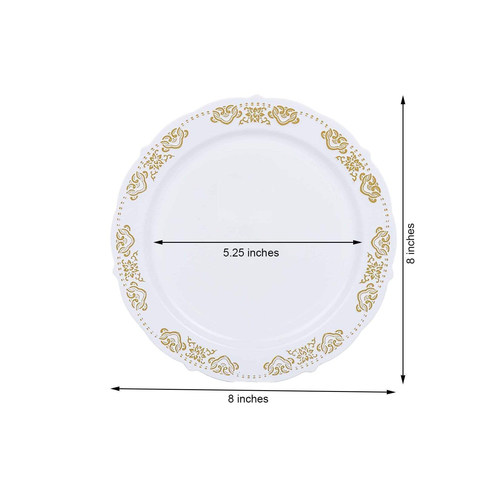 10 pcs Round Salad Plates with Trim Disposable Tableware