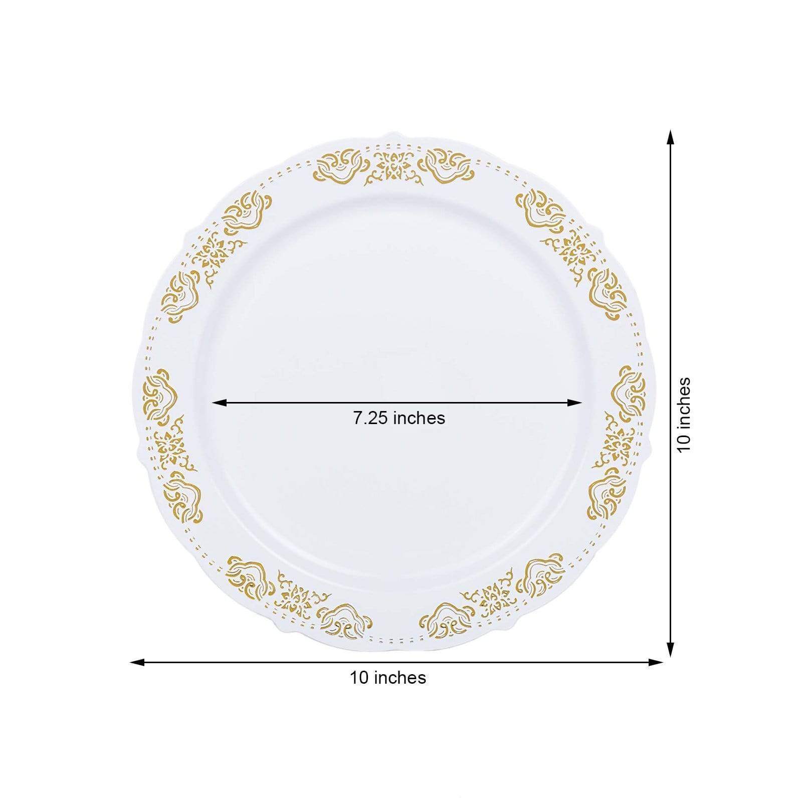 10 pcs Round Salad Plates with Trim Disposable Tableware