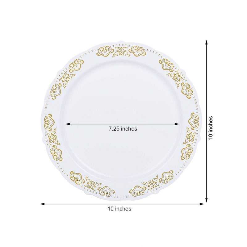 10 pcs Round Salad Plates with Trim Disposable Tableware