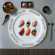 10 pcs Round Salad Plates with Trim Disposable Tableware