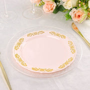 10 pcs Round Salad Plates with Trim Disposable Tableware
