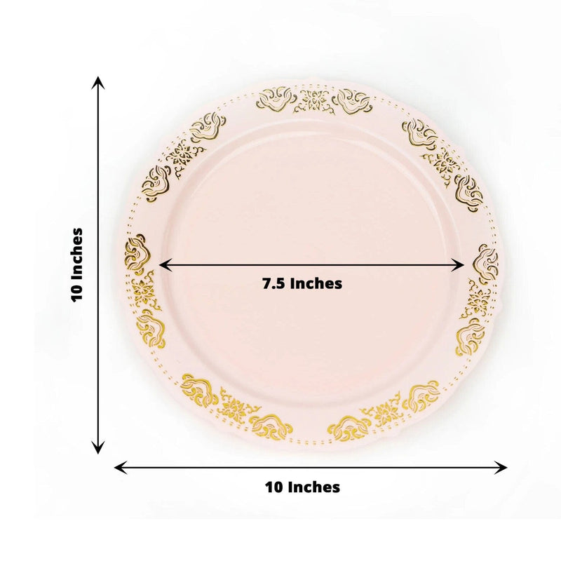 10 pcs Round Salad Plates with Trim Disposable Tableware