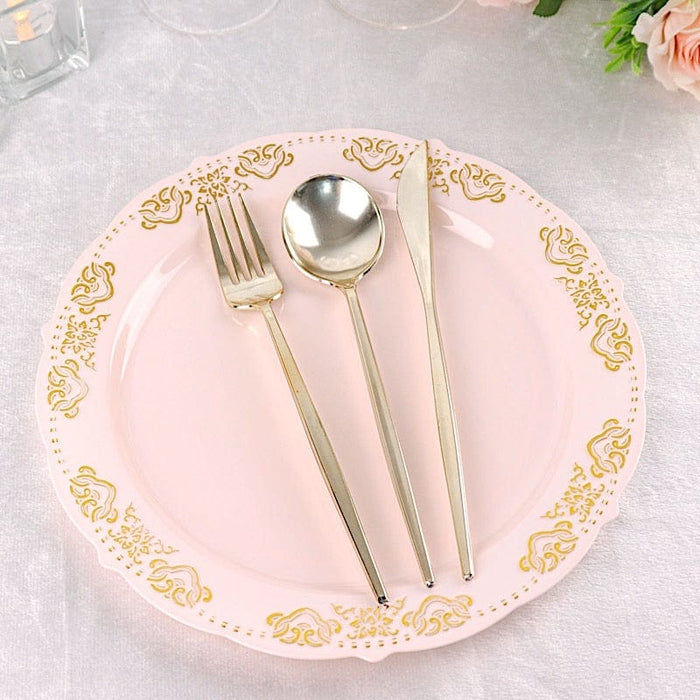 10 pcs Round Salad Plates with Trim Disposable Tableware