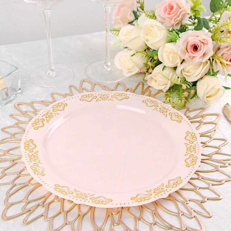 10 pcs Round Salad Plates with Trim Disposable Tableware