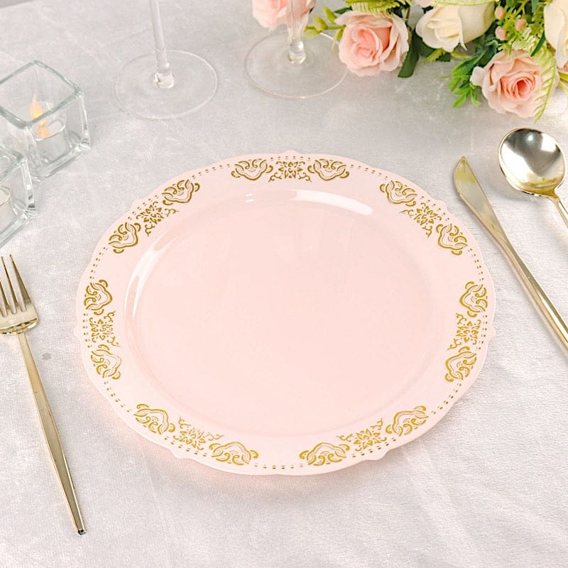 10 pcs Round Salad Plates with Trim Disposable Tableware