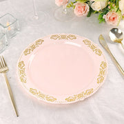 10 pcs Round Salad Plates with Trim Disposable Tableware
