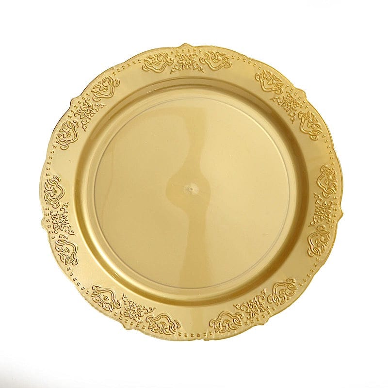 10 pcs Round Salad Plates with Trim Disposable Tableware