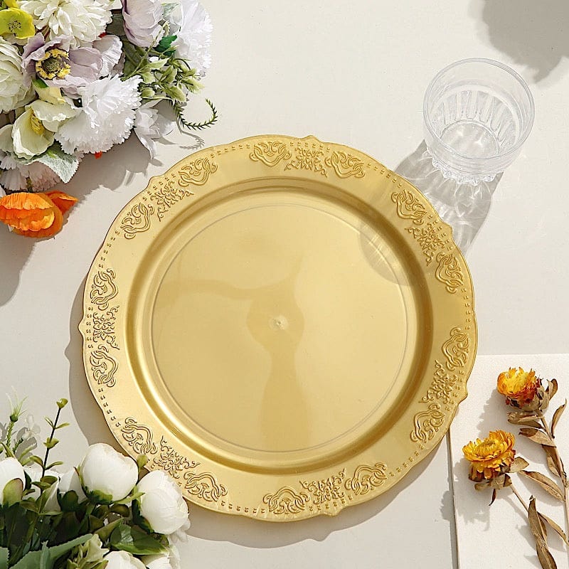 10 pcs Round Salad Plates with Trim Disposable Tableware