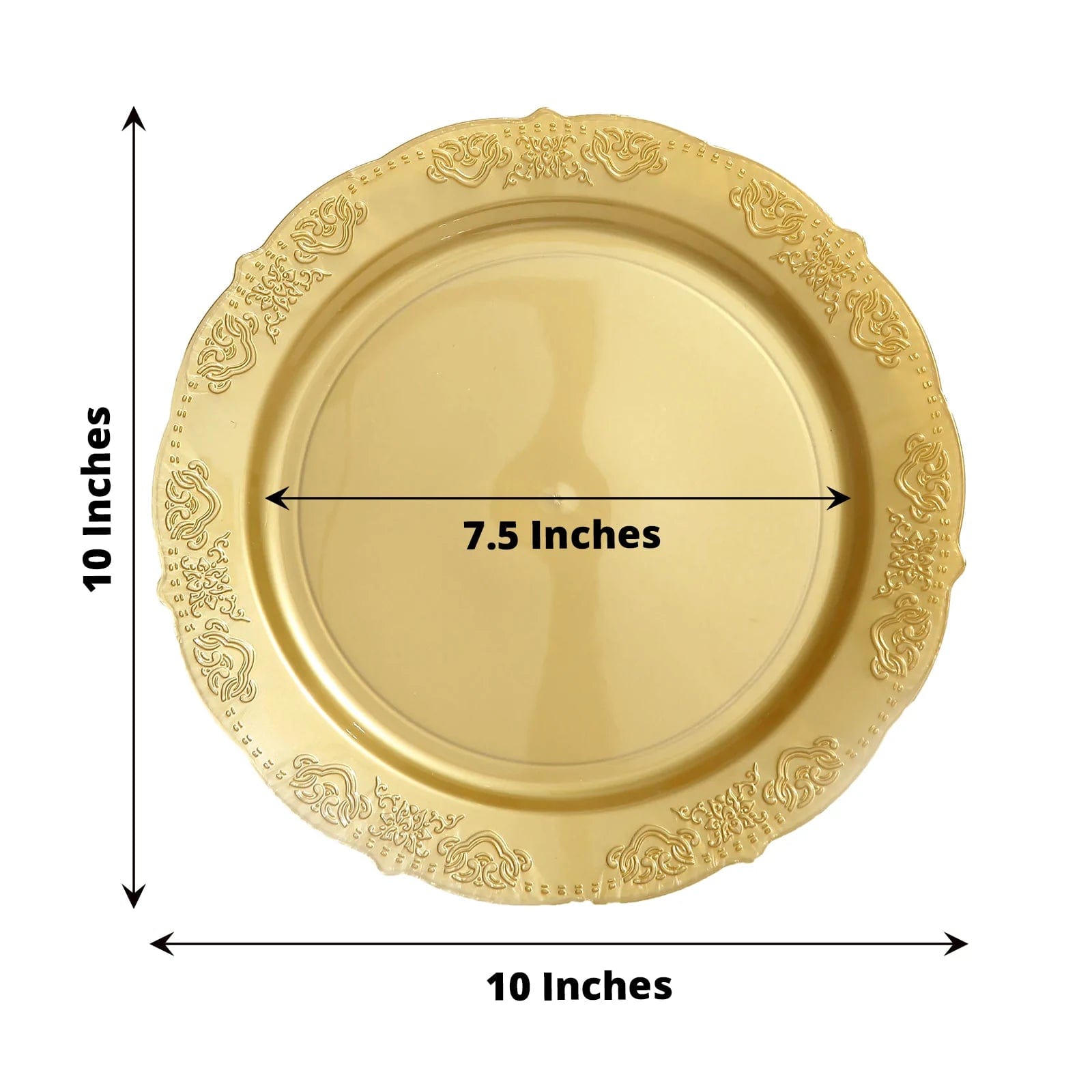 10 pcs Round Salad Plates with Trim Disposable Tableware