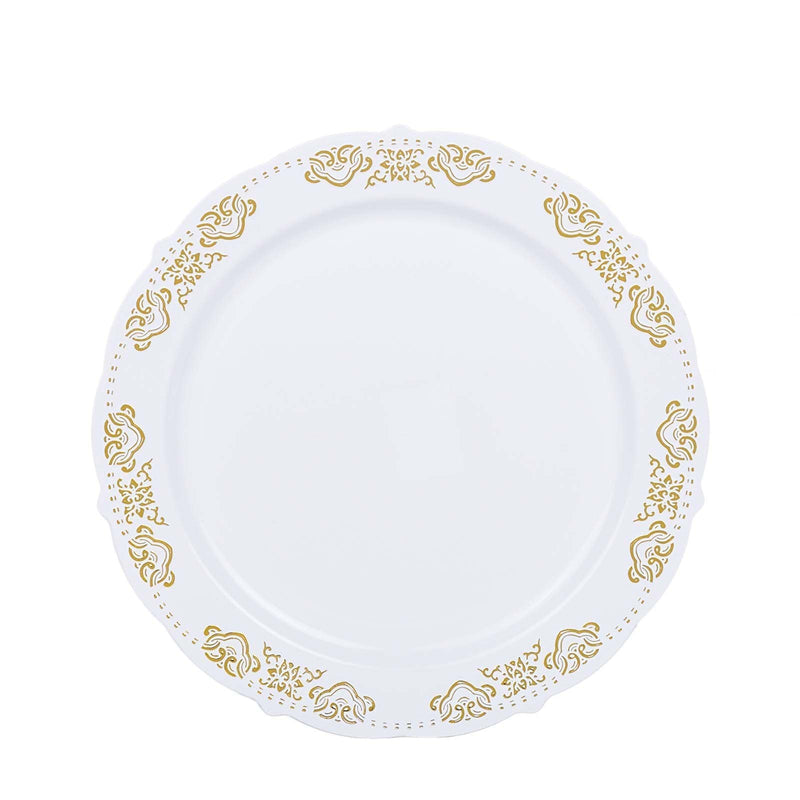 10 pcs Round Salad Plates with Trim Disposable Tableware DSP_PLR0004_10_WHSD