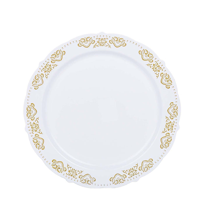 10 pcs Round Salad Plates with Trim Disposable Tableware DSP_PLR0004_10_WHSD