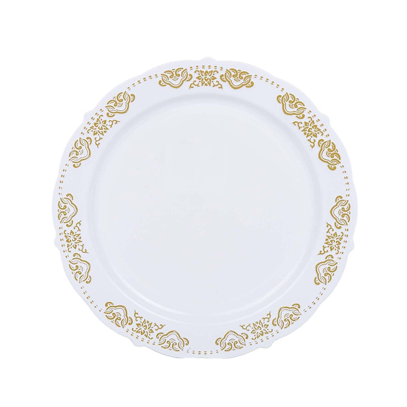 10 pcs Round Salad Plates with Trim Disposable Tableware DSP_PLR0004_7_WHGD