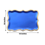 10 Rectangle 14" Paper Serving Trays with Scroll Design and Gold Rim