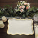 10 Rectangle 14" Paper Serving Trays with Scroll Design and Gold Rim