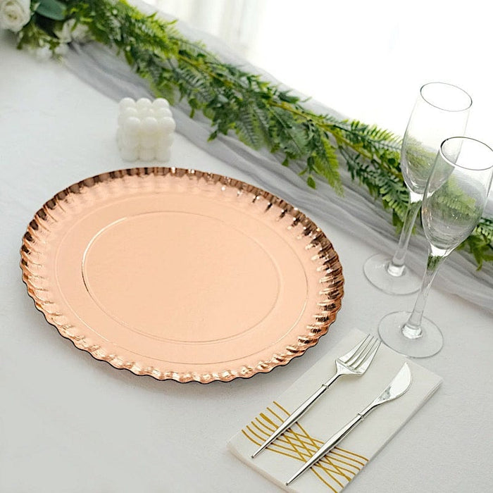 10 Round 13" Charger Plates Paper Serving Trays with Scalloped Rim Design