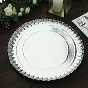 10 Round 13" Charger Plates Paper Serving Trays with Scalloped Rim Design