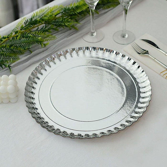 10 Round 13" Charger Plates Paper Serving Trays with Scalloped Rim Design