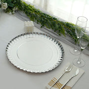 10 Round 13" Charger Plates Paper Serving Trays with Scalloped Rim Design