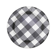 10 Round 13" Checkered Disposable Paper Charger Plates with Textured Rim
