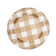 10 Round 13" Checkered Disposable Paper Charger Plates with Textured Rim