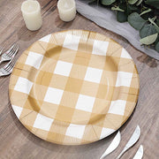 10 Round 13" Checkered Disposable Paper Charger Plates with Textured Rim