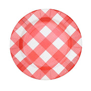 10 Round 13" Checkered Disposable Paper Charger Plates with Textured Rim
