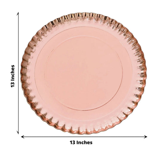 10 Round 13" Disposable Charger Plates Paper Serving Trays with Scalloped Rim Design