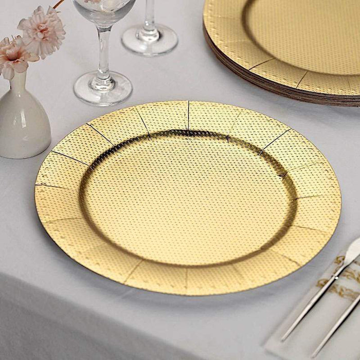 10 Round 13" Disposable Paper Charger Plates with Dotted Rim