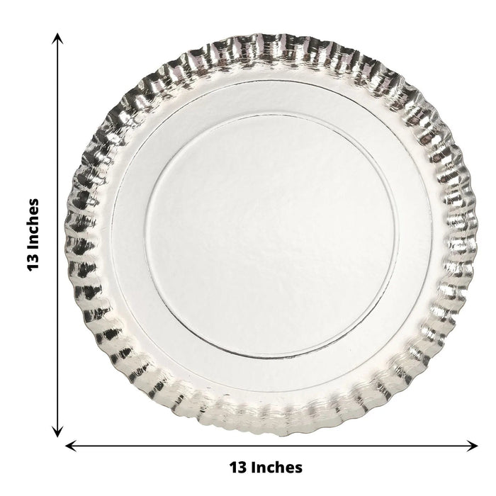 10 Round 13" Paper Serving Trays with Scalloped Rim Design