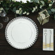 10 Round 13" Paper Serving Trays with Scalloped Rim Design