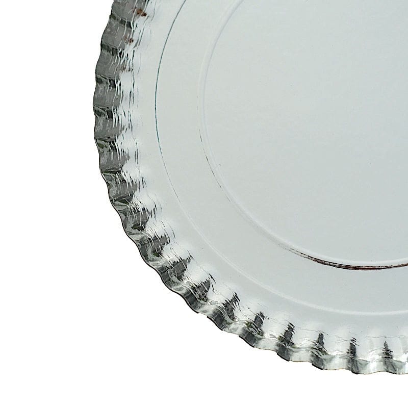 10 Round 13" Paper Serving Trays with Scalloped Rim Design