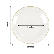 10 Round Clear Hammered Plastic Salad Dinner Plates with Gold Rim - Disposable Tableware