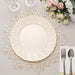 10 Round Ivory Plastic Salad Dinner Plates with Gold Swirl Design Rim - Disposable Tableware