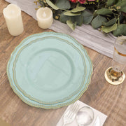 10 Round Plastic Dinner Plates with Gold Scalloped Rim - Disposable Tableware