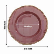 10 Round Plastic Dinner Plates with Gold Scalloped Rim - Disposable Tableware