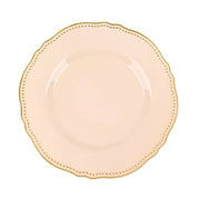 10 Round Plastic Dinner Plates with Gold Scalloped Rim - Disposable Tableware DSP_PLR0022_10_NUGD