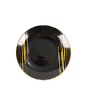 10 Round Plastic Salad and Dinner Plates with Metallic Prints - Disposable Tableware