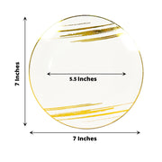 10 Round Plastic Salad and Dinner Plates with Metallic Prints - Disposable Tableware