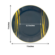 10 Round Plastic Salad and Dinner Plates with Metallic Prints - Disposable Tableware