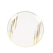 10 Round Plastic Salad and Dinner Plates with Metallic Prints - Disposable Tableware DSP_PLR0019_10_WHGD