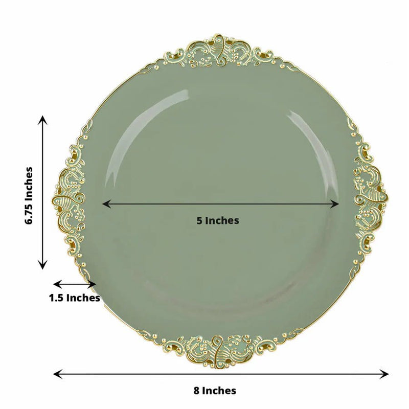 10 Round Plastic Salad Dinner Plates with Embossed Baroque Rim - Disposable Tableware