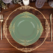 10 Round Plastic Salad Dinner Plates with Embossed Baroque Rim - Disposable Tableware