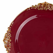 10 Round Plastic Salad Dinner Plates with Embossed Baroque Rim - Disposable Tableware