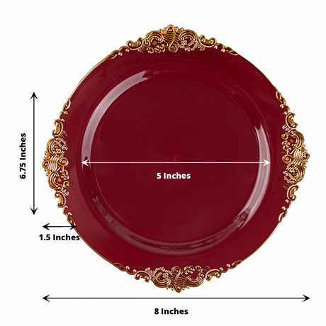 10 Round Plastic Salad Dinner Plates with Embossed Baroque Rim - Disposable Tableware