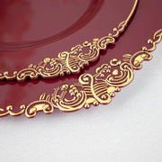 10 Round Plastic Salad Dinner Plates with Embossed Baroque Rim - Disposable Tableware