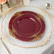 10 Round Plastic Salad Dinner Plates with Embossed Baroque Rim - Disposable Tableware