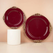 10 Round Plastic Salad Dinner Plates with Embossed Baroque Rim - Disposable Tableware